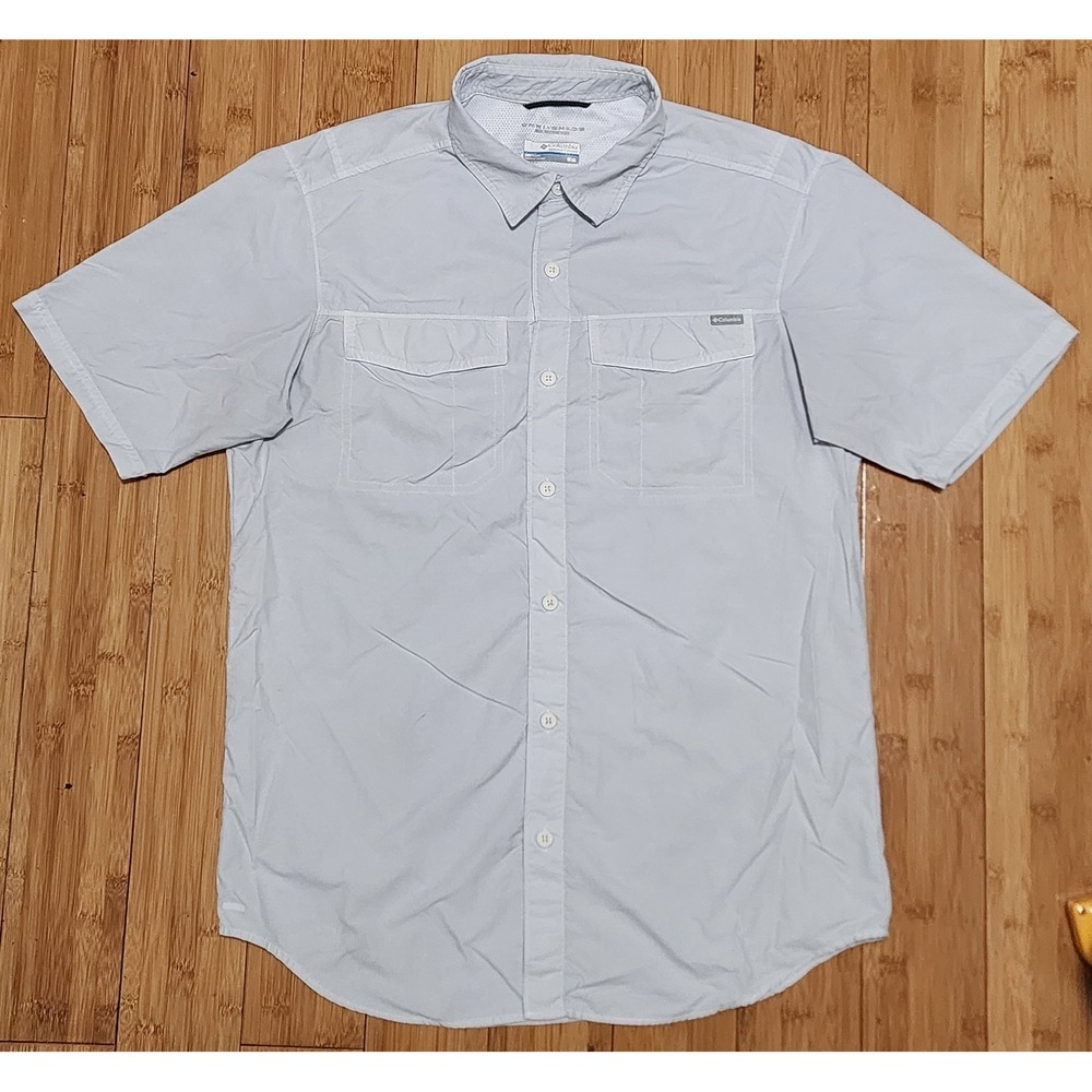 Columbia Men Large Grey Utilizer II Solid Short Sleeve Shirt Vented Fishing PFG